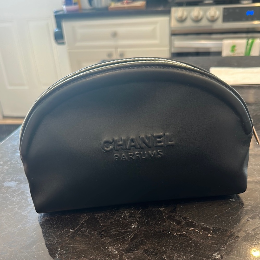 CHANEL Black Toiletry Bag Sleek Dome Design
